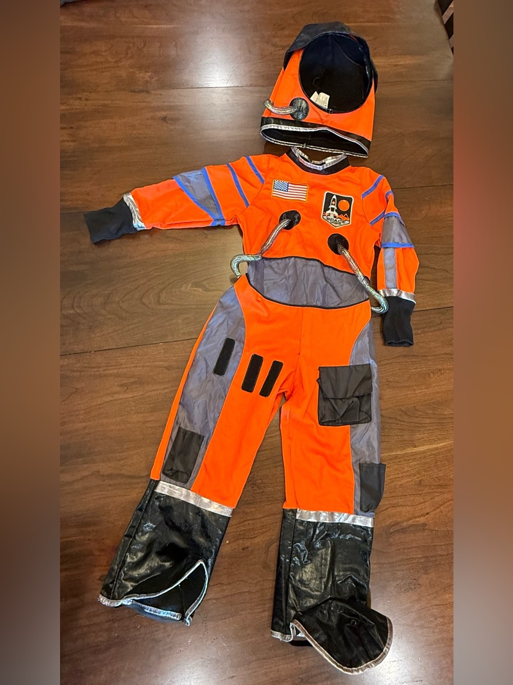 Kids Orange USA Astronaut Costume with Helmet